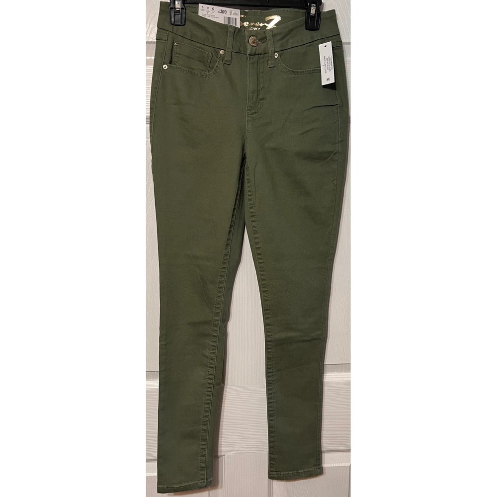 Seven7 Tummy Less High Rise Skinny Jeans Green Four Leaf Clover
size 4 (26x29)